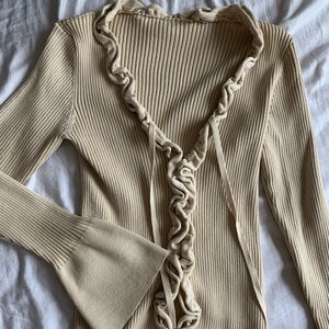 Ruffle Button Up Cardigan